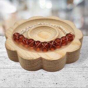 Handmade Wire-wrapped Adjustable Amber Beaded Bracelet